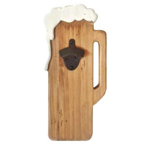 ABRECHAPAS PARED JARRA CERVEZA EN MADERA