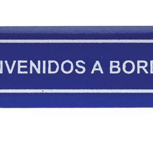 IMAN PLACA METAL AZUL BIENVENIDO A BORDO