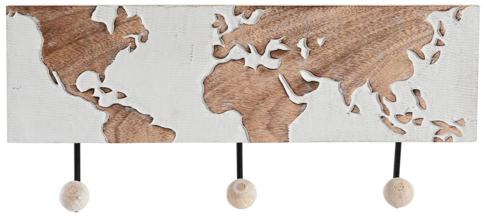 PERCHERO PARED MAPA MUNDI MADERA 38X16 CM. - Imagen 2