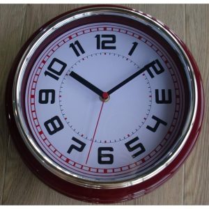 RELOJ PARED 30 CM. RETRO BURDEOS