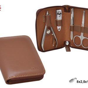 SET MANICURA 5 PZAS. ESTUCHE CREMALLERA MARRON