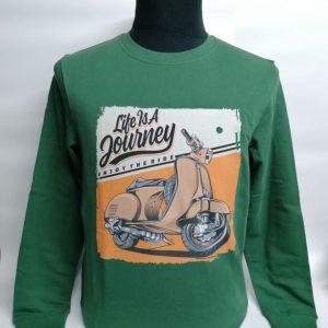 SUDADERA VERDE MOTO VESPA RETRO NARANAJA