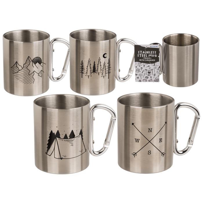 TAZA ACERO CON MOSQUETON ESTAMPADA